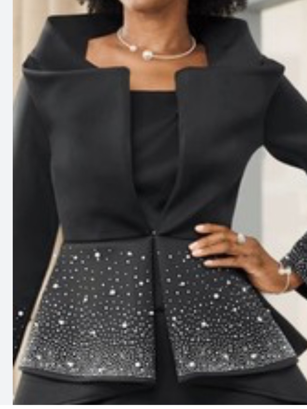 RED- Midnight Velvet Black Embellished Peplum Jacket Size 18 W RED